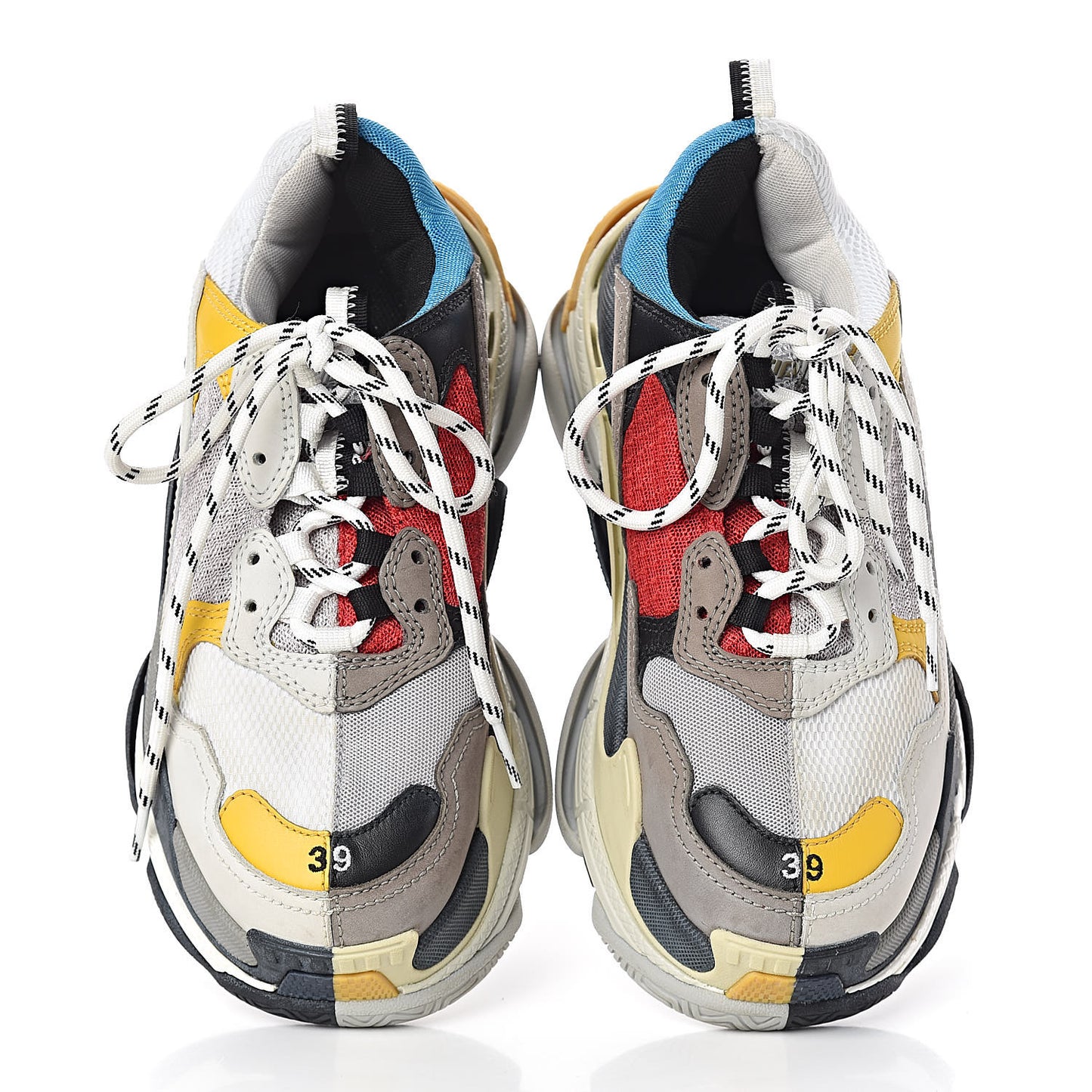 Fabric Mesh Half & Half Colorways Mens Triple S Sneakers 39 Grey Blue Rouge Jaune Black