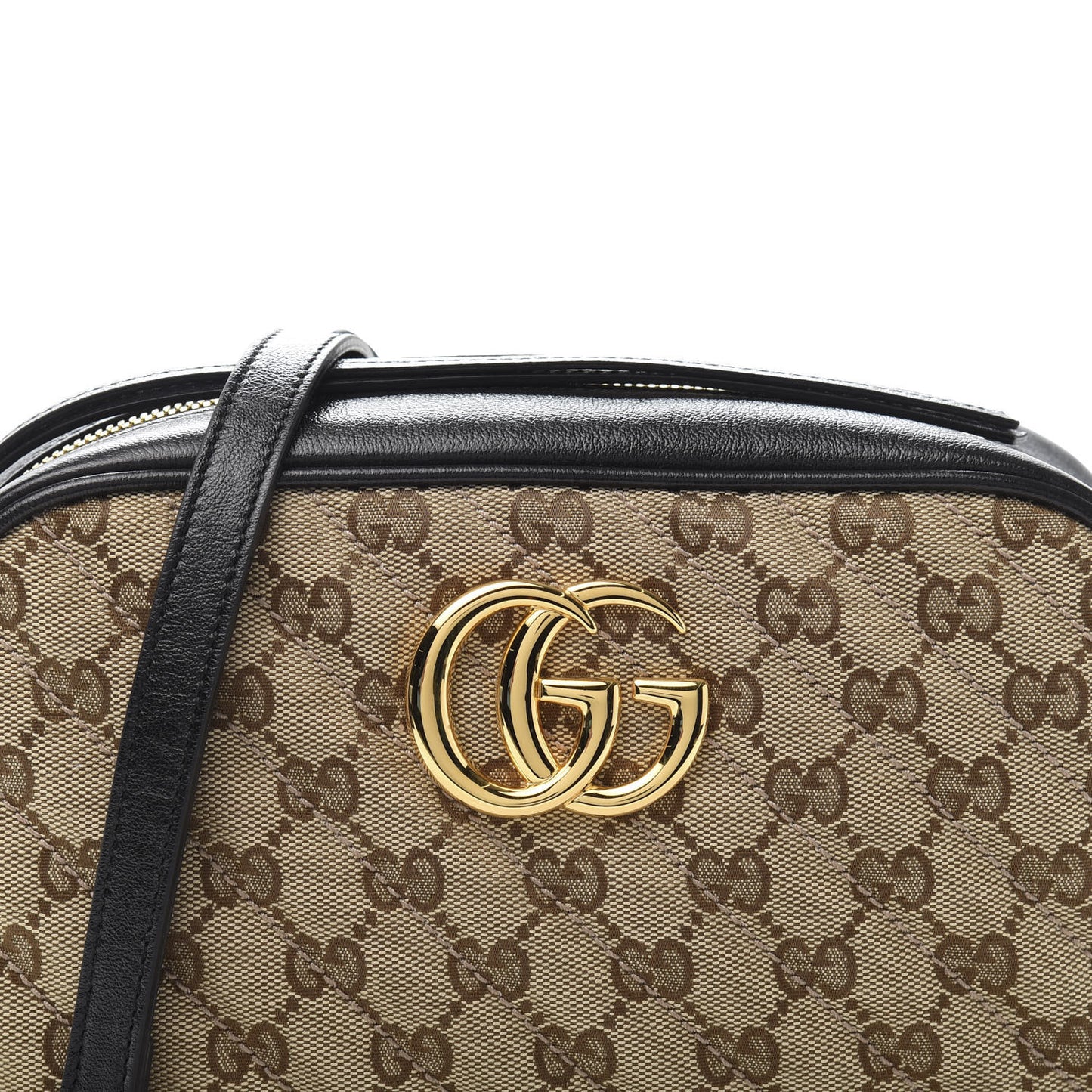 Monogram Matelasse Diagonal Small GG Marmont Chain Shoulder Bag Beige Black