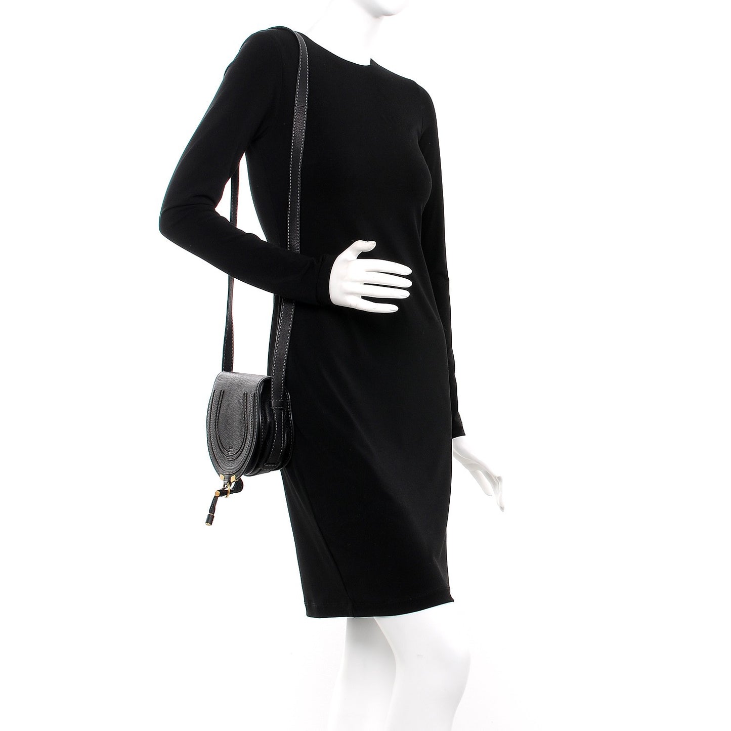 Calfskin Mini Marcie Round Crossbody Bag Black