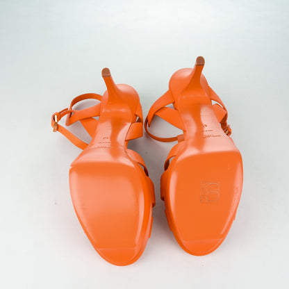 Saint Laurent Calfskin Tribute 75 Platform Sandals 40 Mandarin 5 of 7
