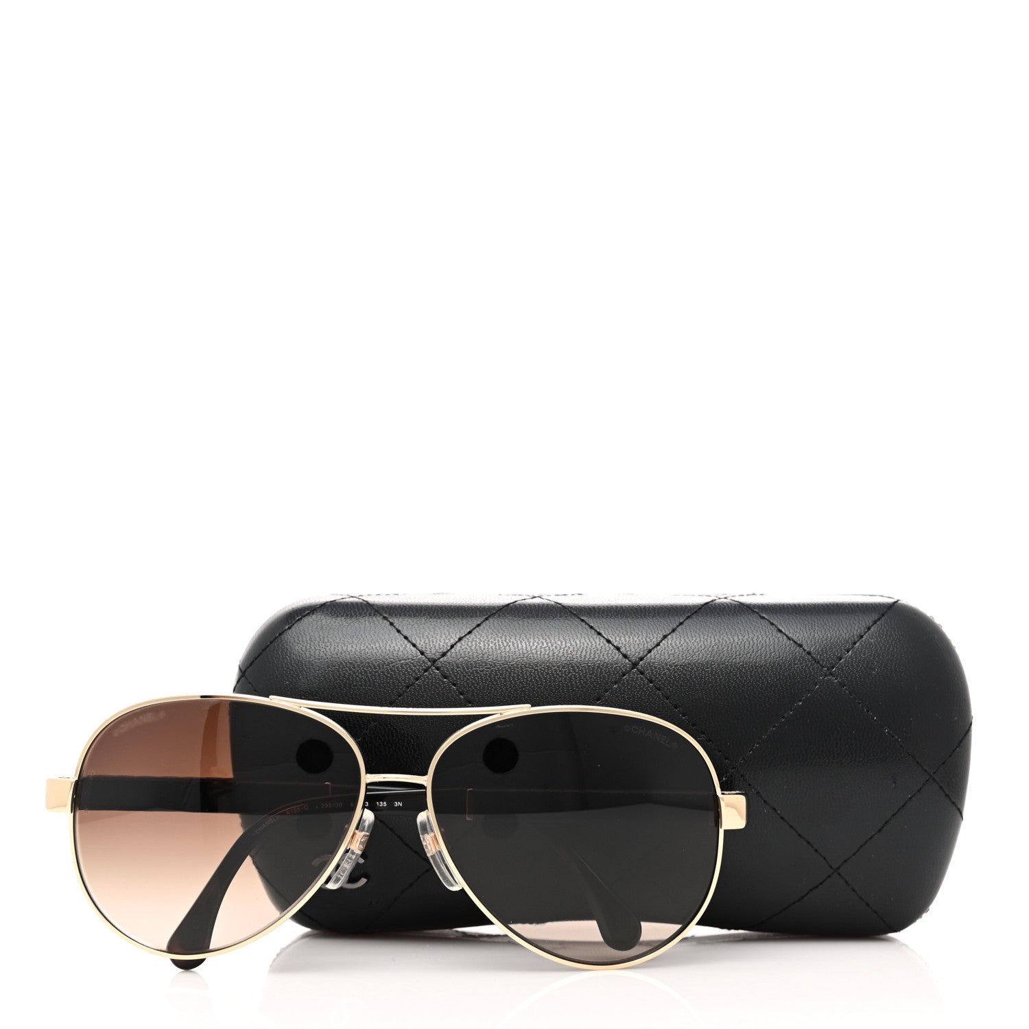 Chanel Lambskin Quilted CC Aviator Sunglasses 4195-Q Brown Gold 7 of 7