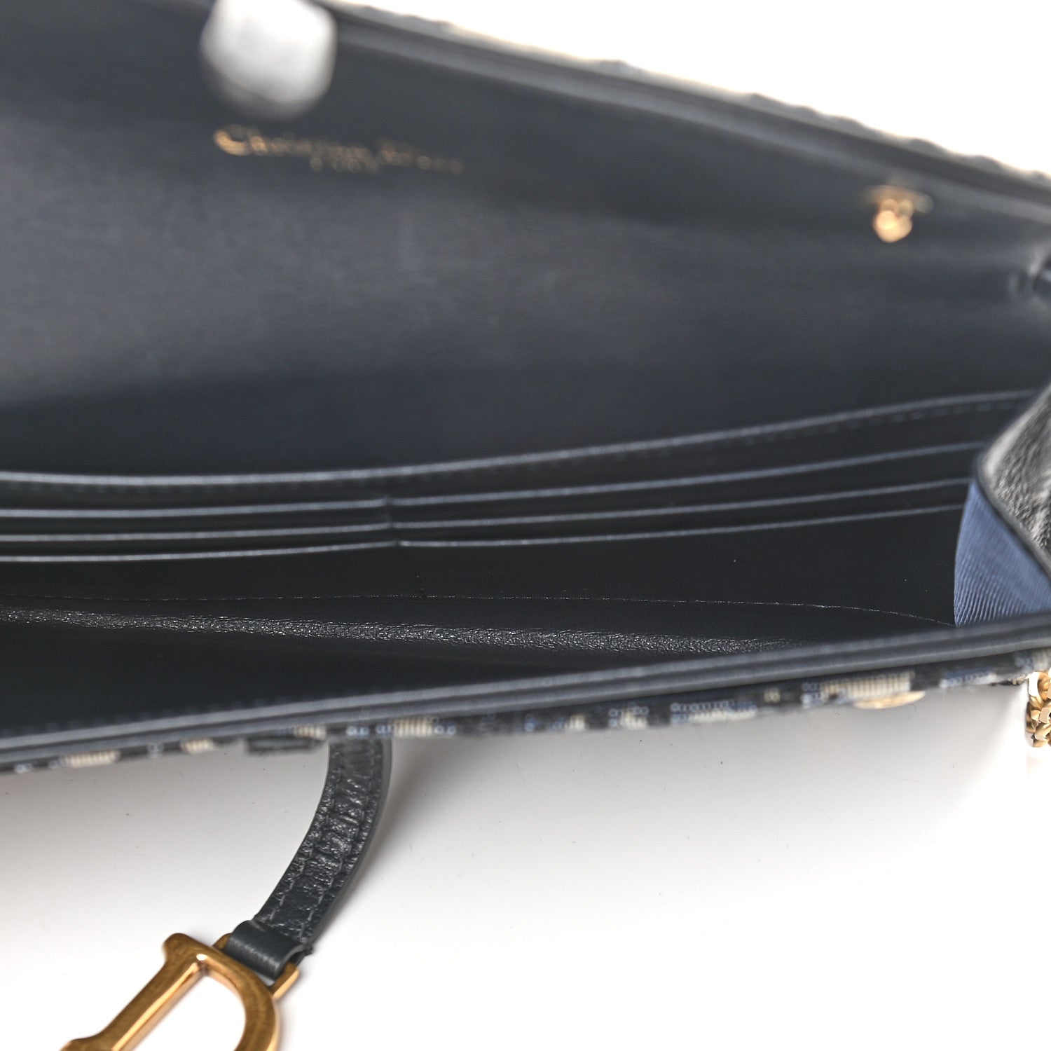 Christian Dior Oblique Saddle Chain Long Wallet Blue 6 of 10