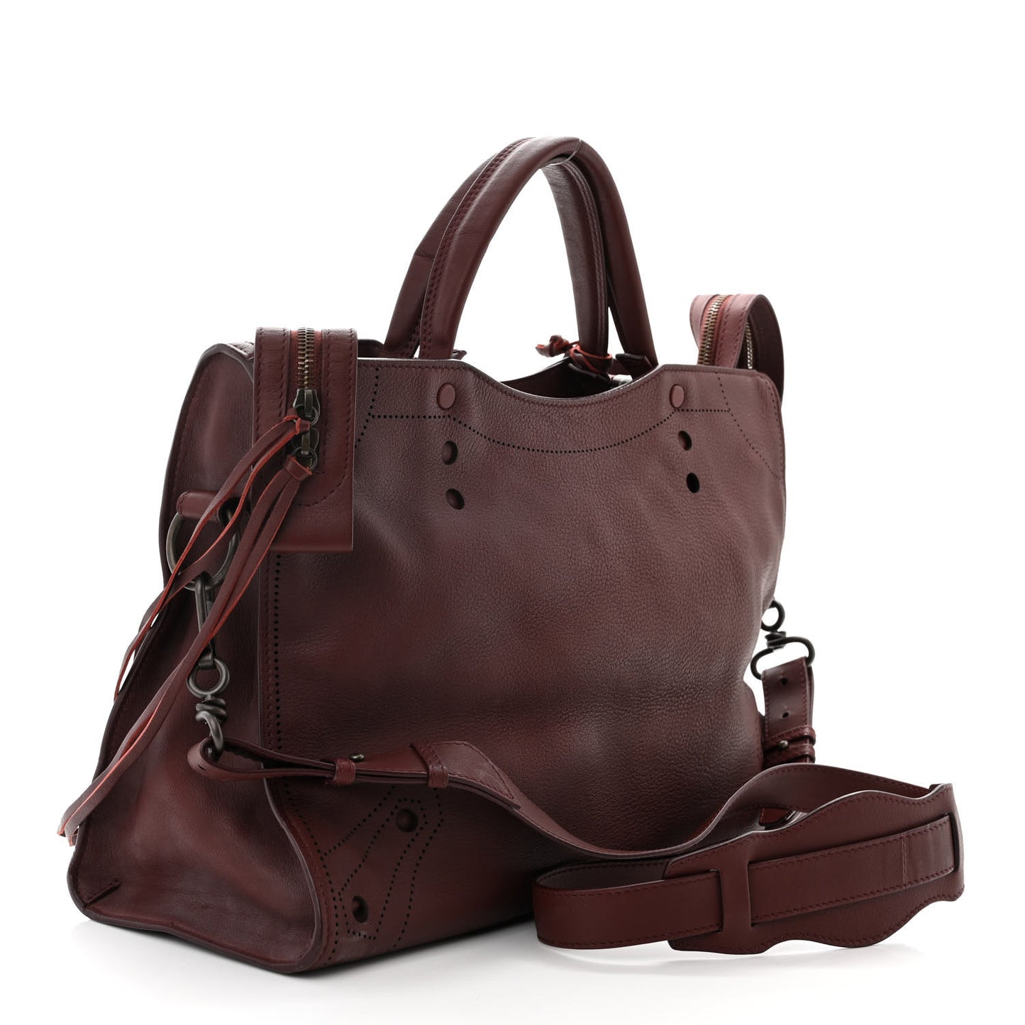 Veau Soyeux Perforated Blackout Hardware City Rouge Bordeaux