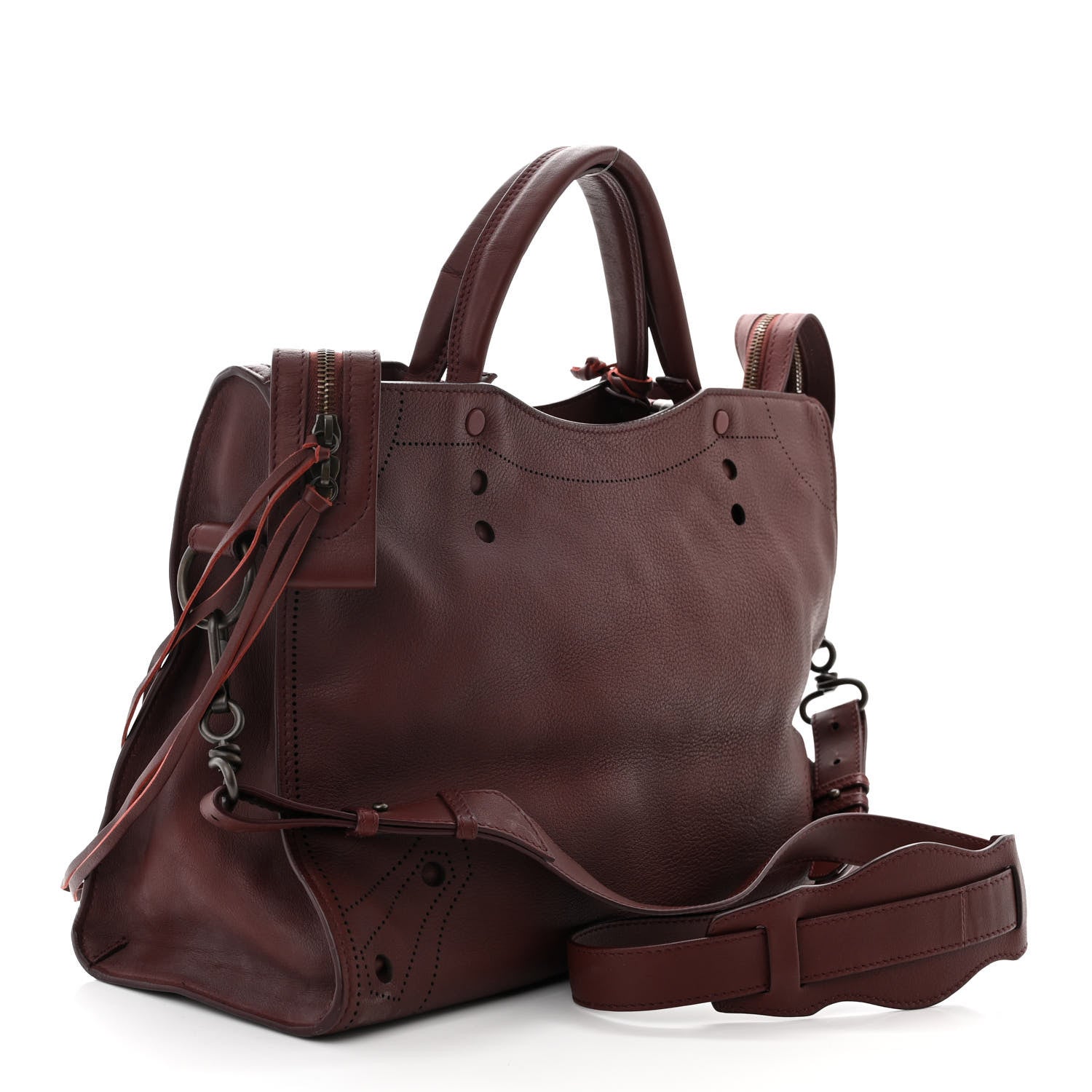 Balenciaga Veau Soyeux Perforated Blackout Hardware City Rouge Bordeaux 4 of 11