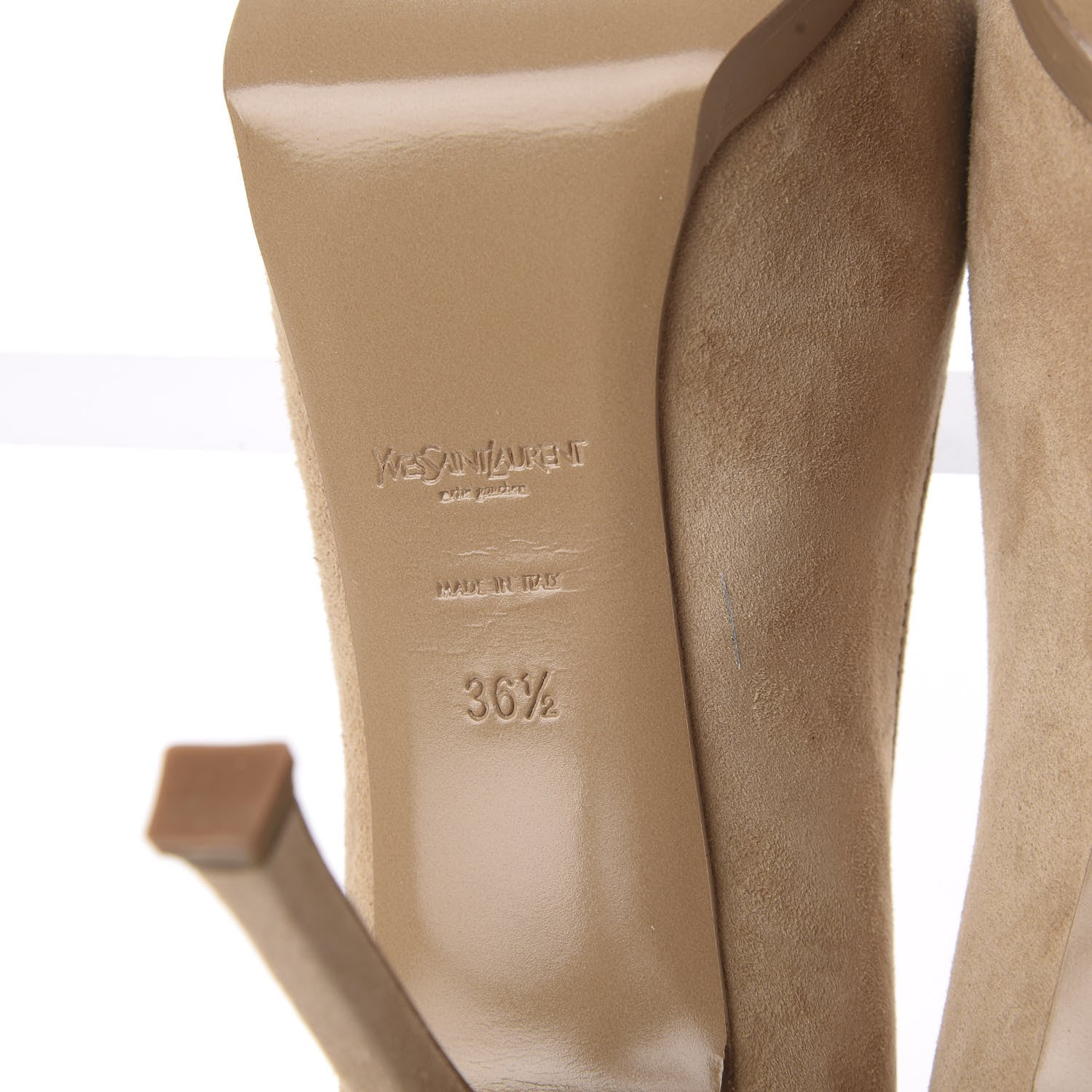 Saint Laurent Suede Tribtoo 105 Platform Pumps 36.5 Beige 9 of 11
