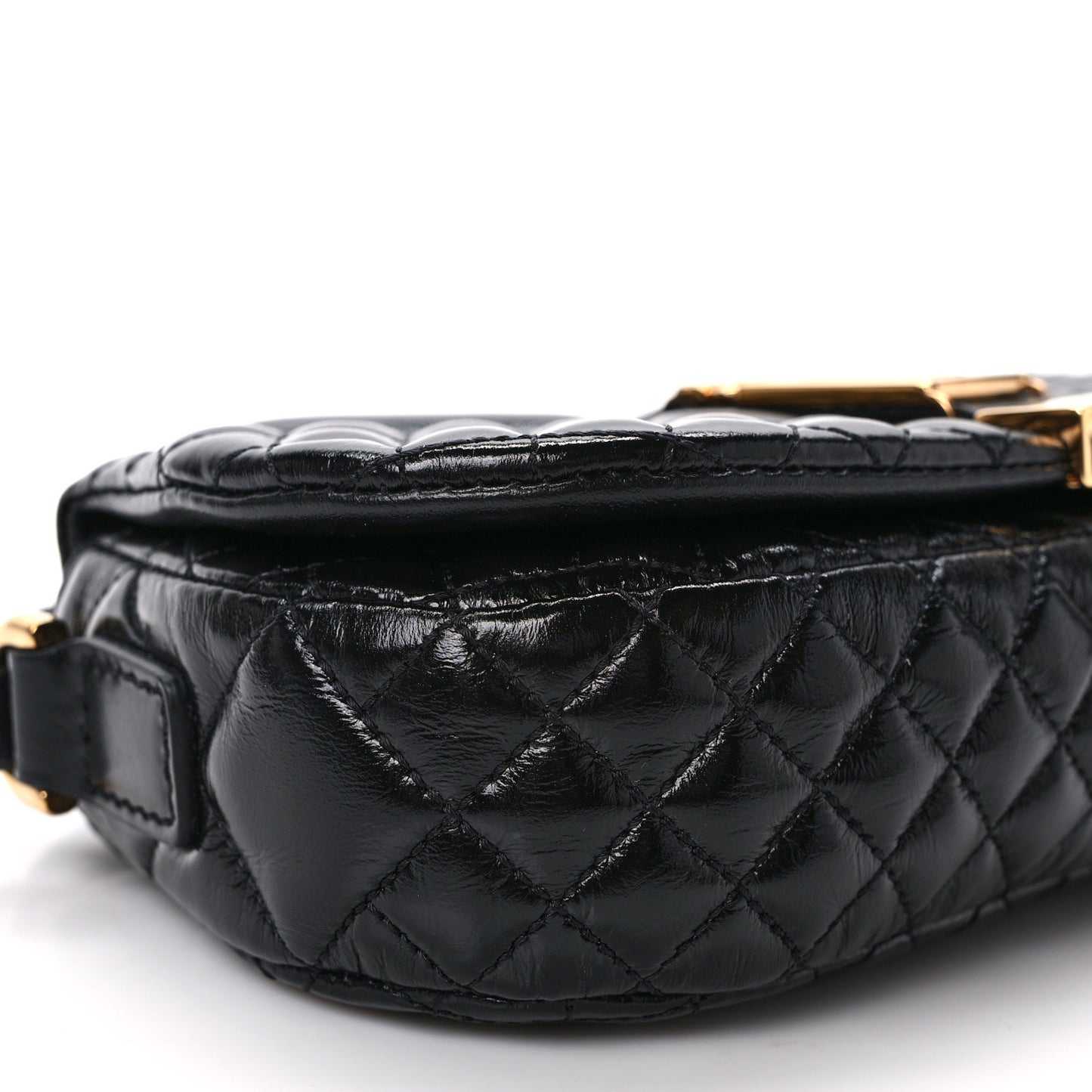 Calfskin Quilted Mini Greca Goddess Shoulder Bag Black