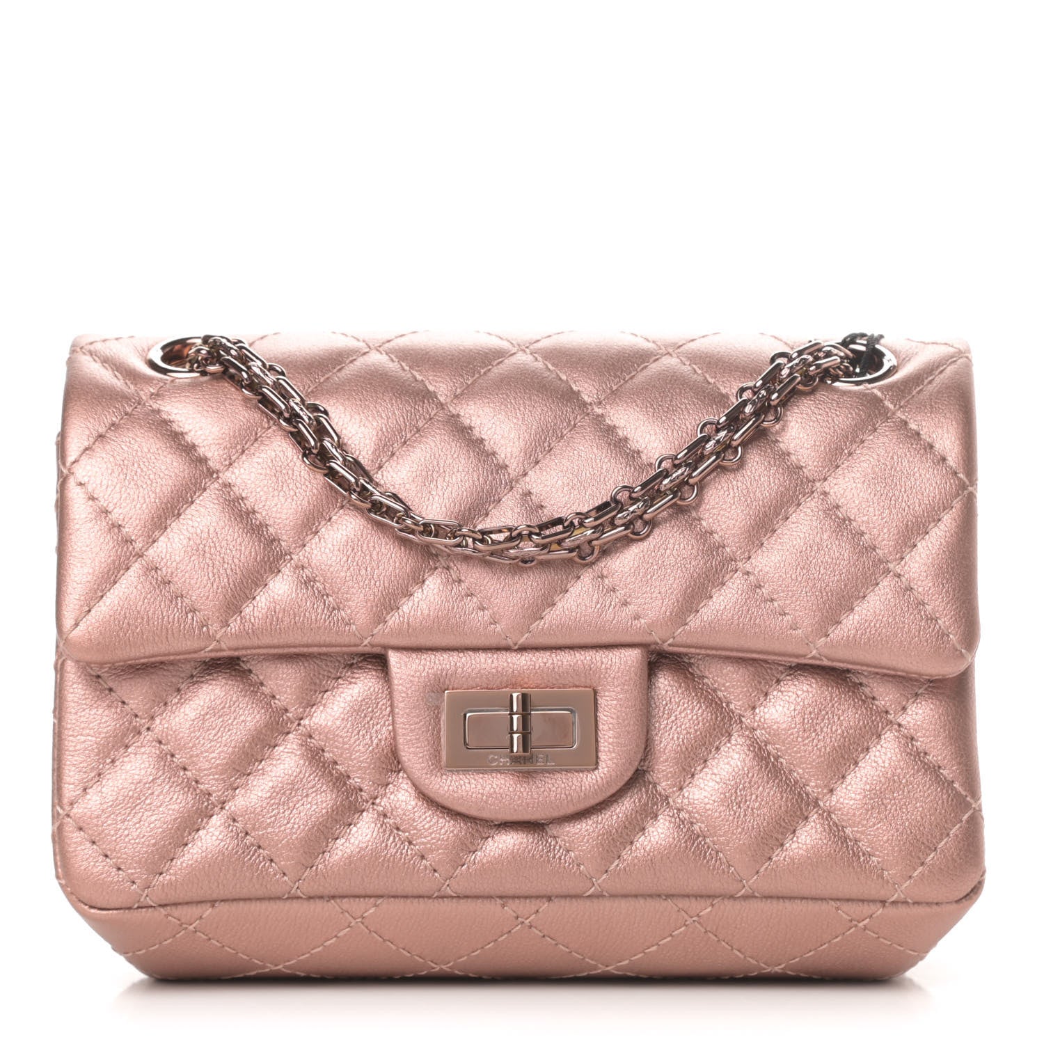 Chanel Metallic Grained Calfskin Quilted 2.55 Reissue Mini Flap Copper Pink 1 of 9