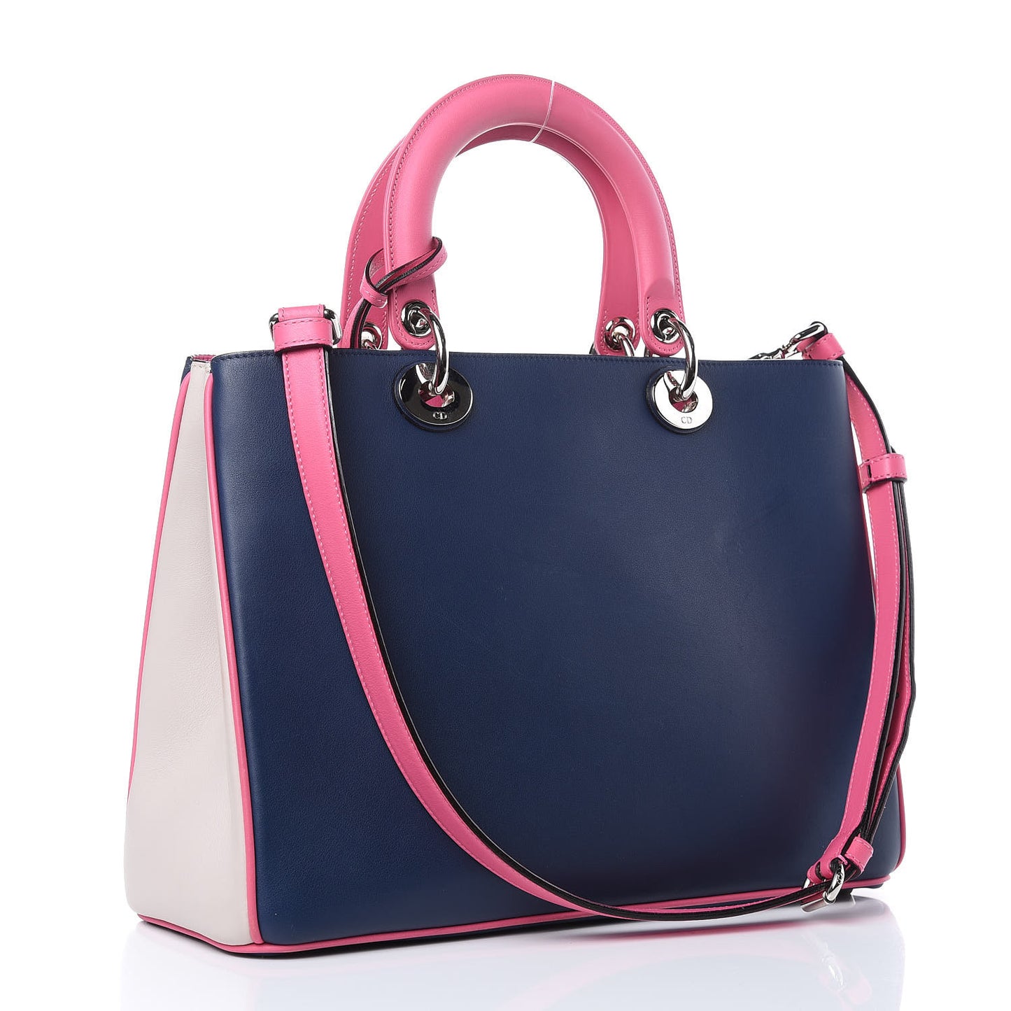 Smooth Calfskin Medium Tri-Color Diorissimo Bag Navy Pink