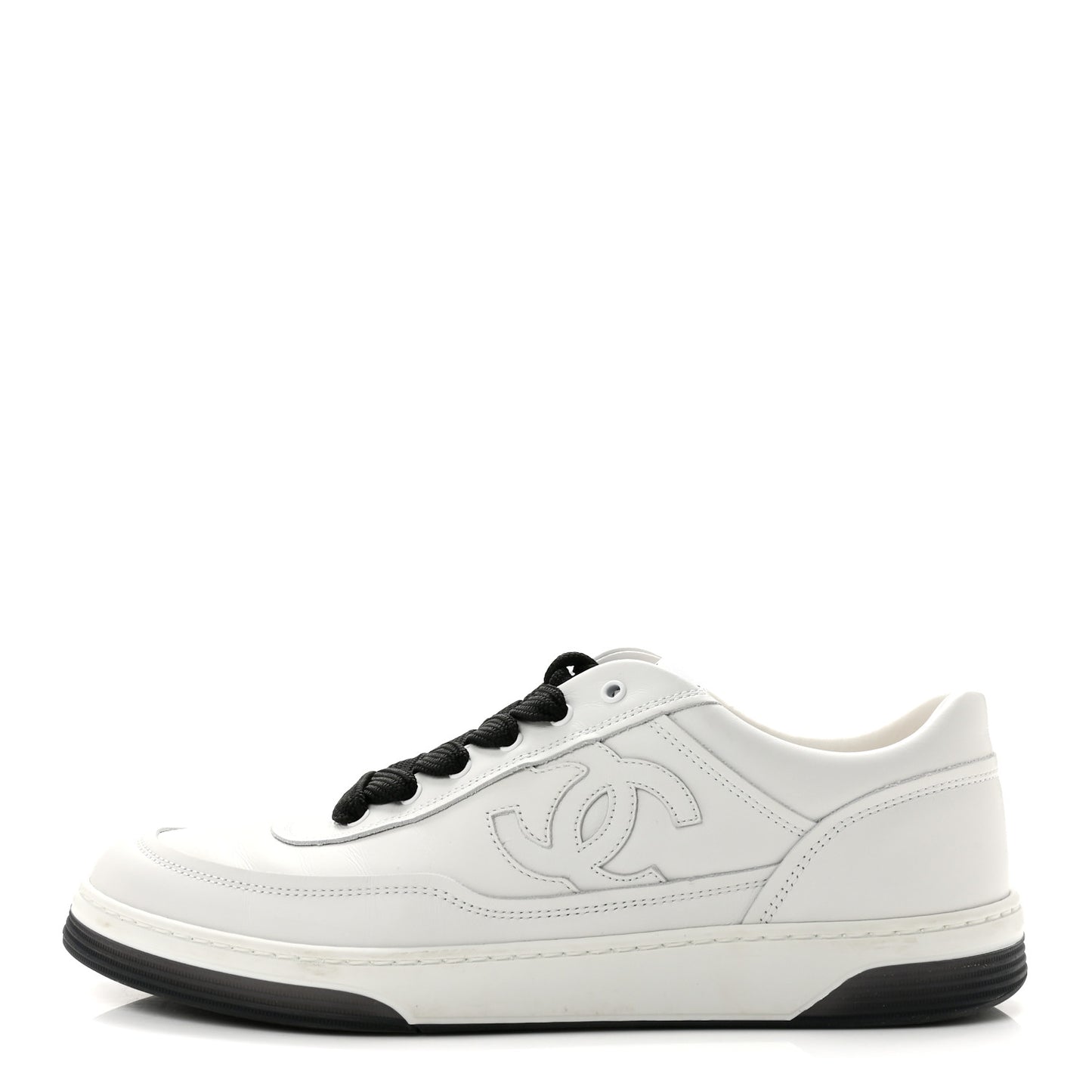 Calfskin CC Womens Sneakers 40 White Black