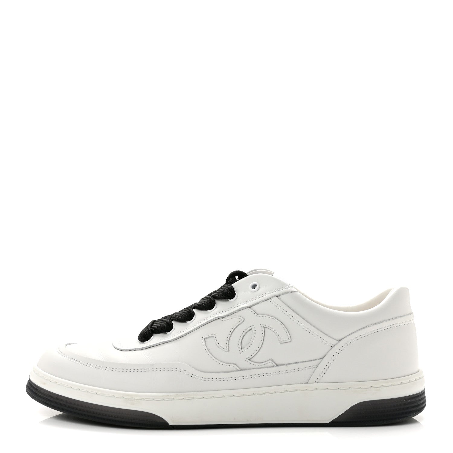 Chanel Calfskin CC Womens Sneakers 40 White Black 1 of 10
