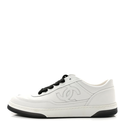 Chanel Calfskin CC Womens Sneakers 40 White Black 1 of 10