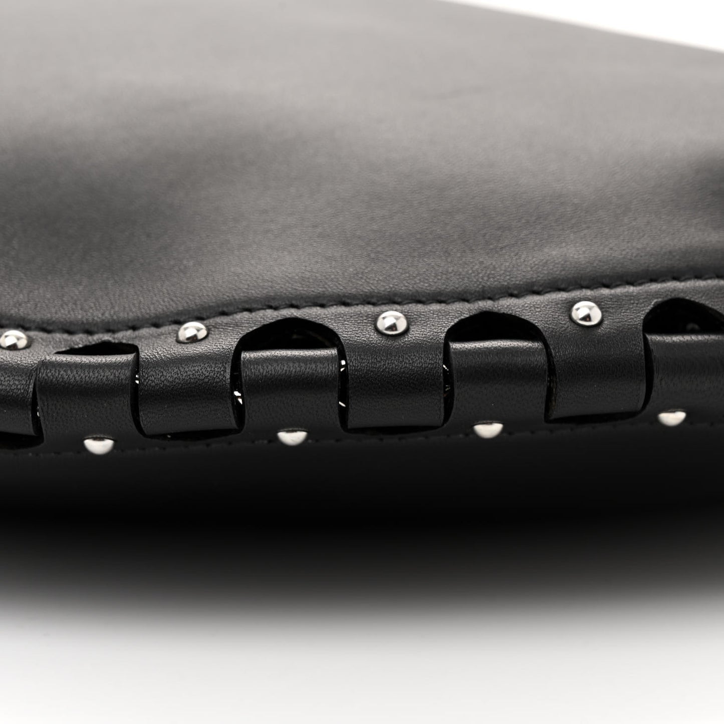 Lambskin Studded Large Demi Lune Bag Black