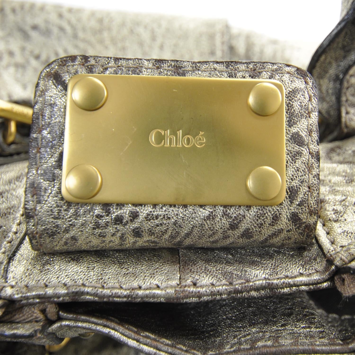 Chloe Leather Paddington Dome Tote Silver Speckle 10 of 12