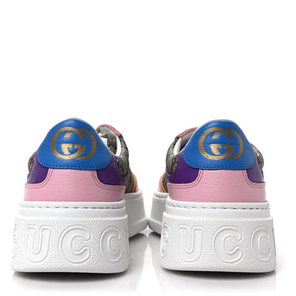 Gucci Calfskin GG Supreme Monogram Perforated Womens Platform 55mm Sneakers 38.5 Beige Ebony Sugar Pink Crop Shine Purple 5 of 8
