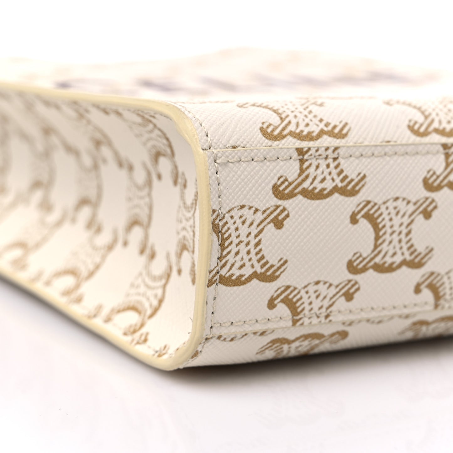 Triomphe Canvas Calfskin Mini Vertical Cabas White