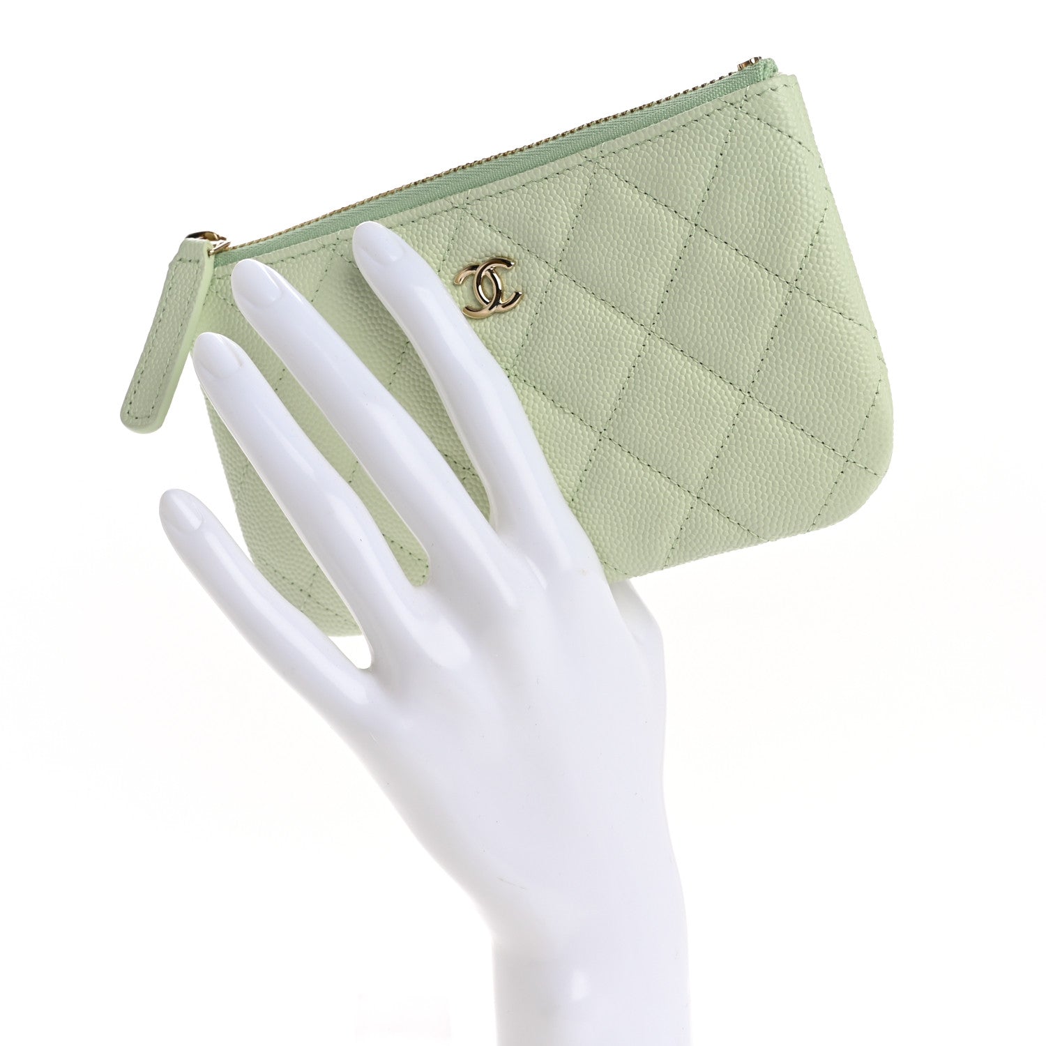 Chanel Caviar Quilted Small Cosmetic Case Light Green 2 of 9