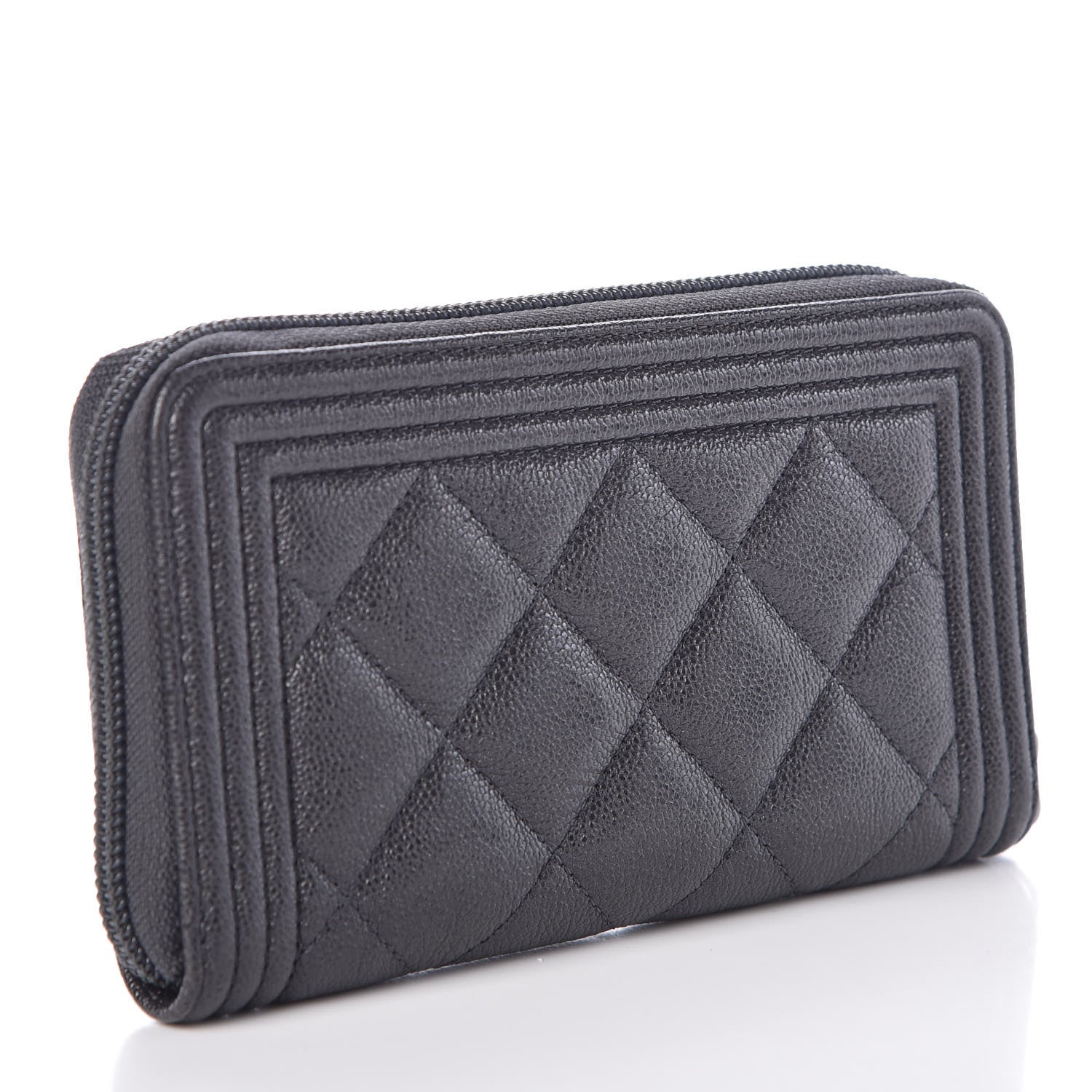 Chanel Iridescent Caviar Quilted Small Boy Zip Around Wallet Grey 4 of 9