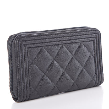 Chanel Iridescent Caviar Quilted Small Boy Zip Around Wallet Grey 4 of 9