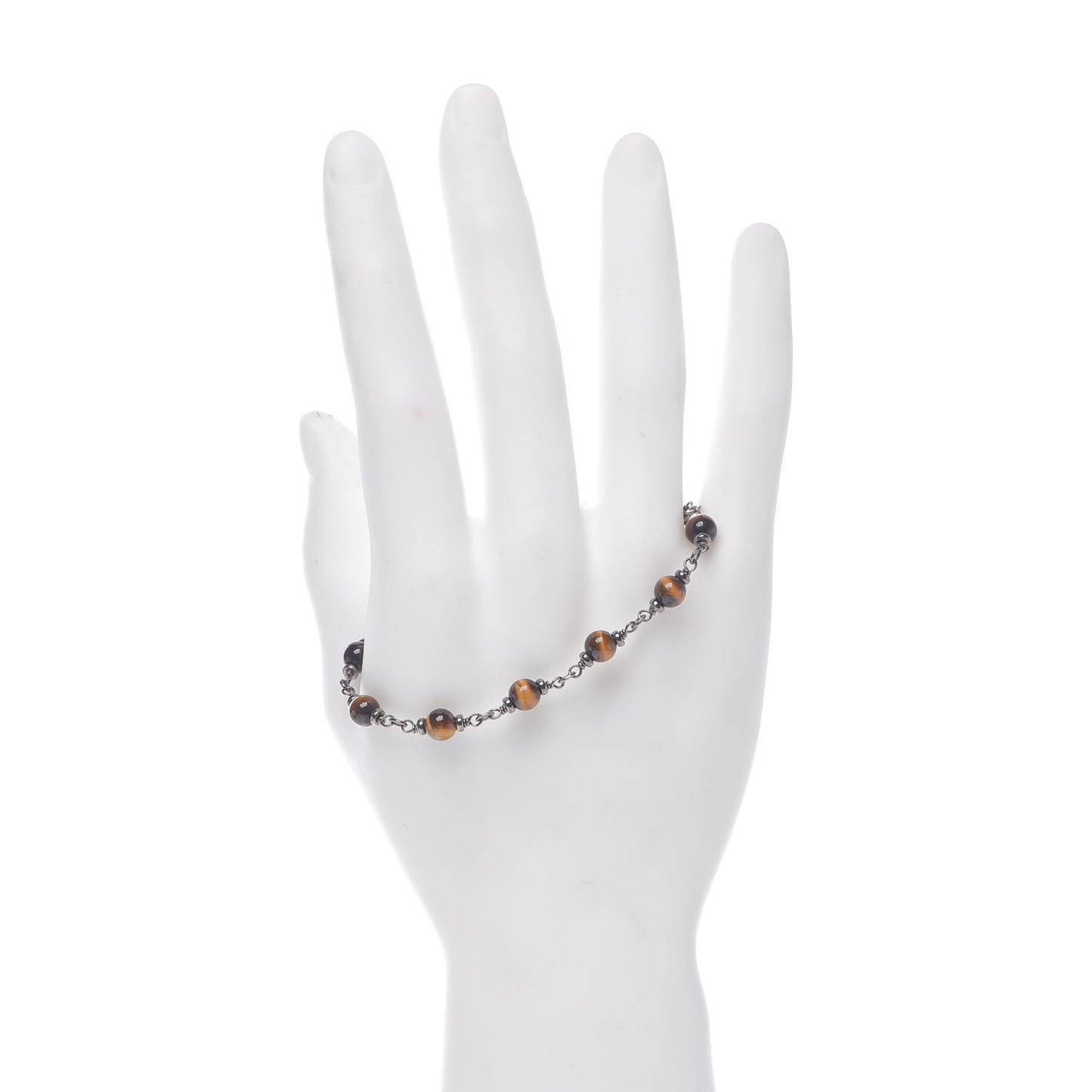 Sterling Silver Tiger's Eye Mens Spiritual Beads Rosary Bracelet M