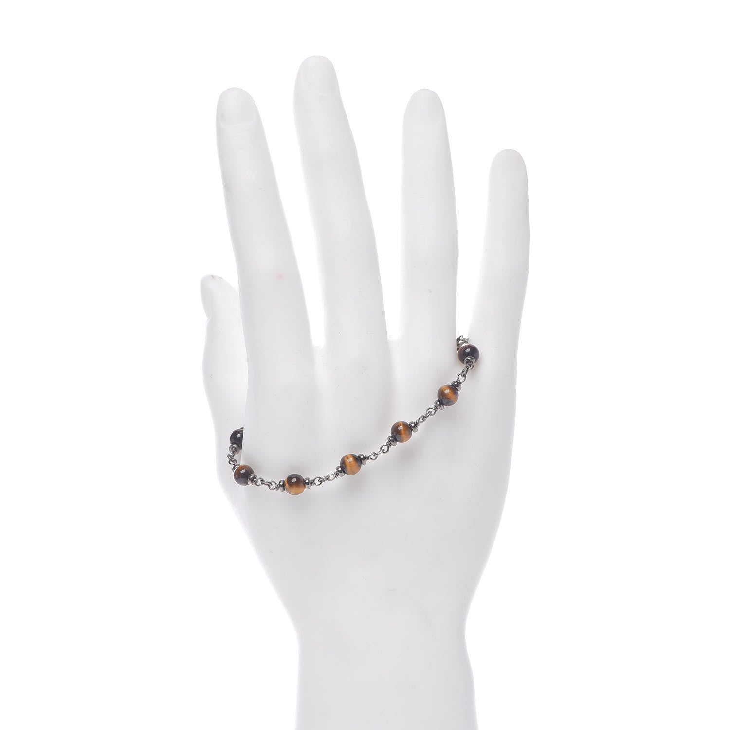 David Yurman Sterling Silver Tiger's Eye Mens Spiritual Beads Rosary Bracelet M 2 of 4