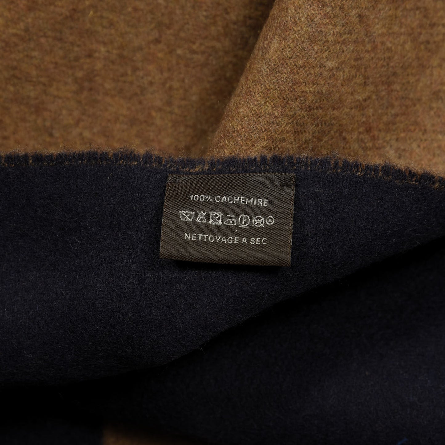 Cashmere Casaque Chevron Muffler Camel Marine