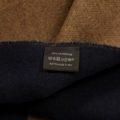 Hermes Cashmere Casaque Chevron Muffler Camel Marine 4 of 4