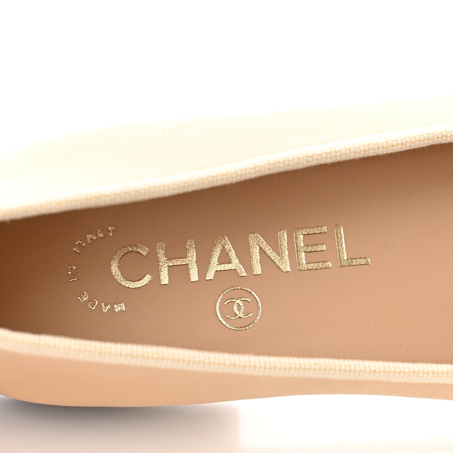 Chanel Lambskin Cap Toe CC Ballerina Flats 35 Beige Black 7 of 8