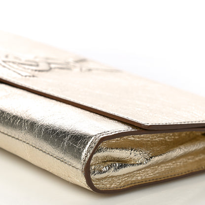 Saint Laurent Metallic Calfskin Monogram Large Belle De Jour Clutch Gold 10 of 18