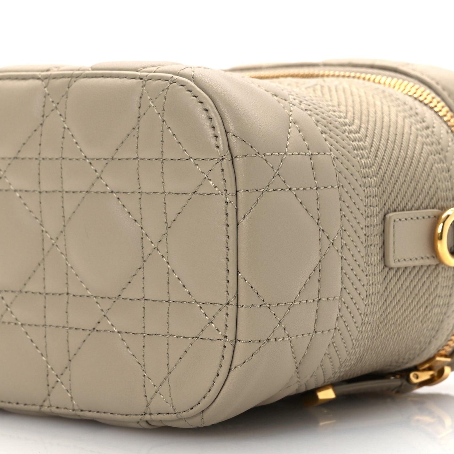 Lambskin Cannage Small Diortravel Vanity Case Light Beige