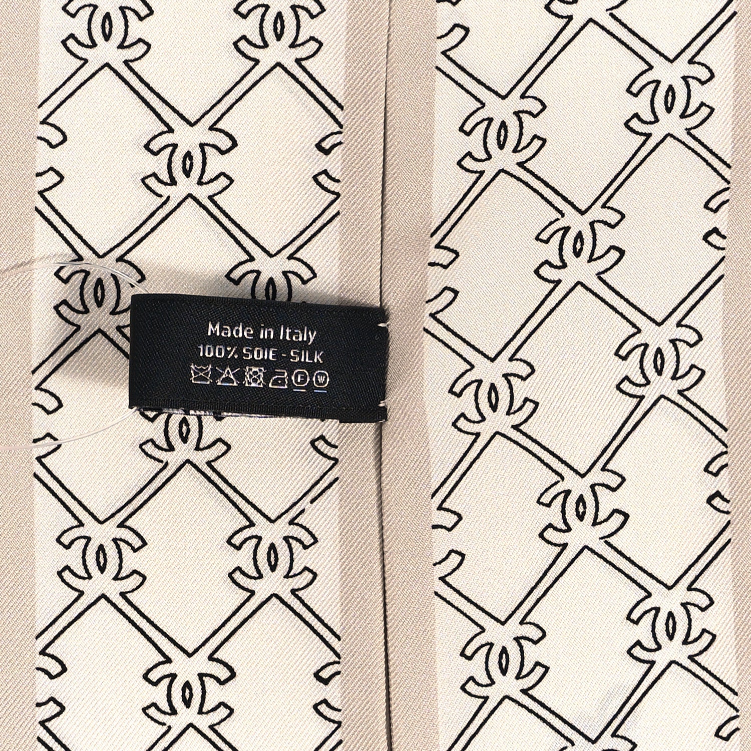 Chanel Silk CC Lucky Symbols Slim Bandeau Scarf Ecru Multicolor 4 of 4