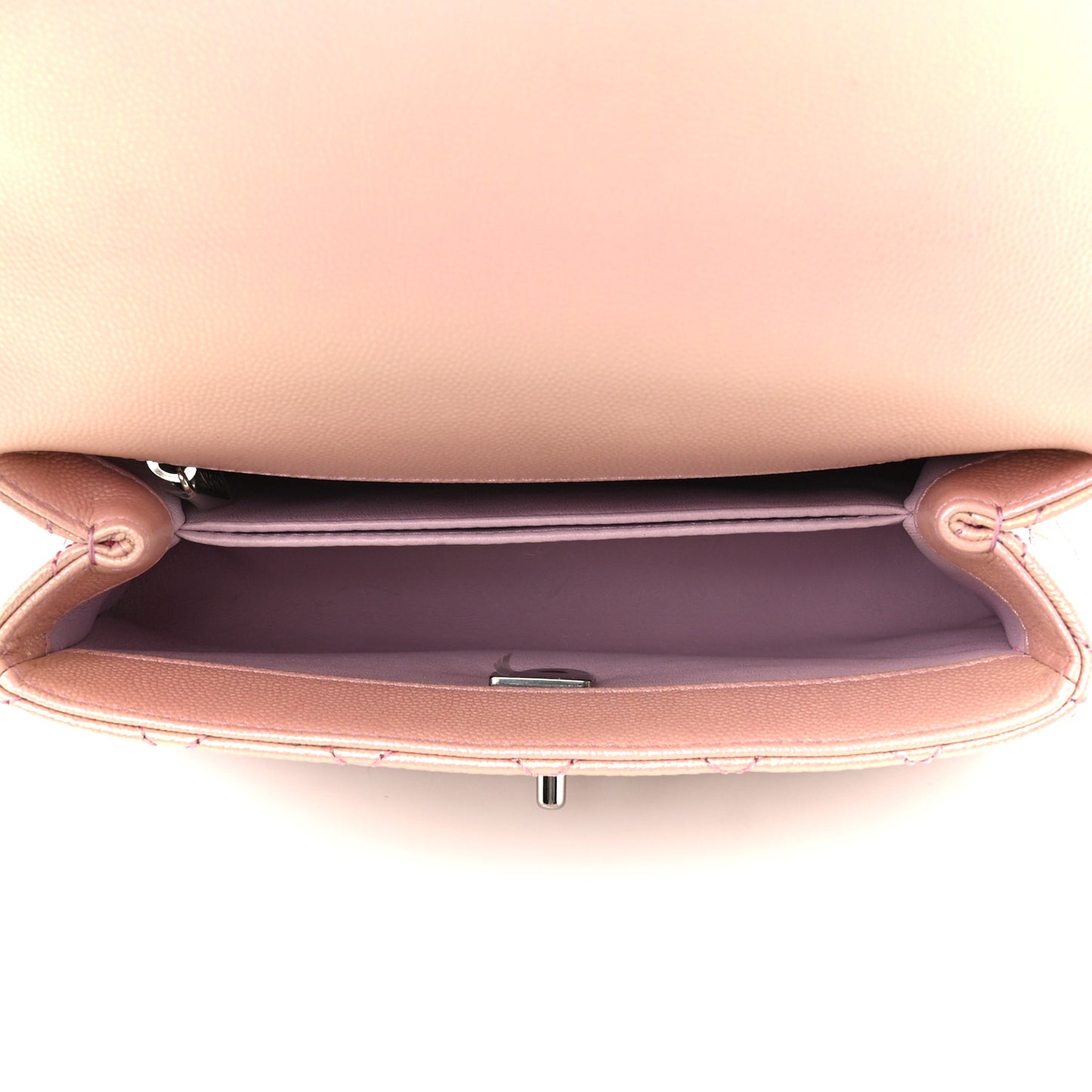 Iridescent Caviar Quilted Mini Coco Handle Flap Pink