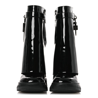 Givenchy Patent Shark Lock Biker Ankle Boots 37 Black 3 of 11