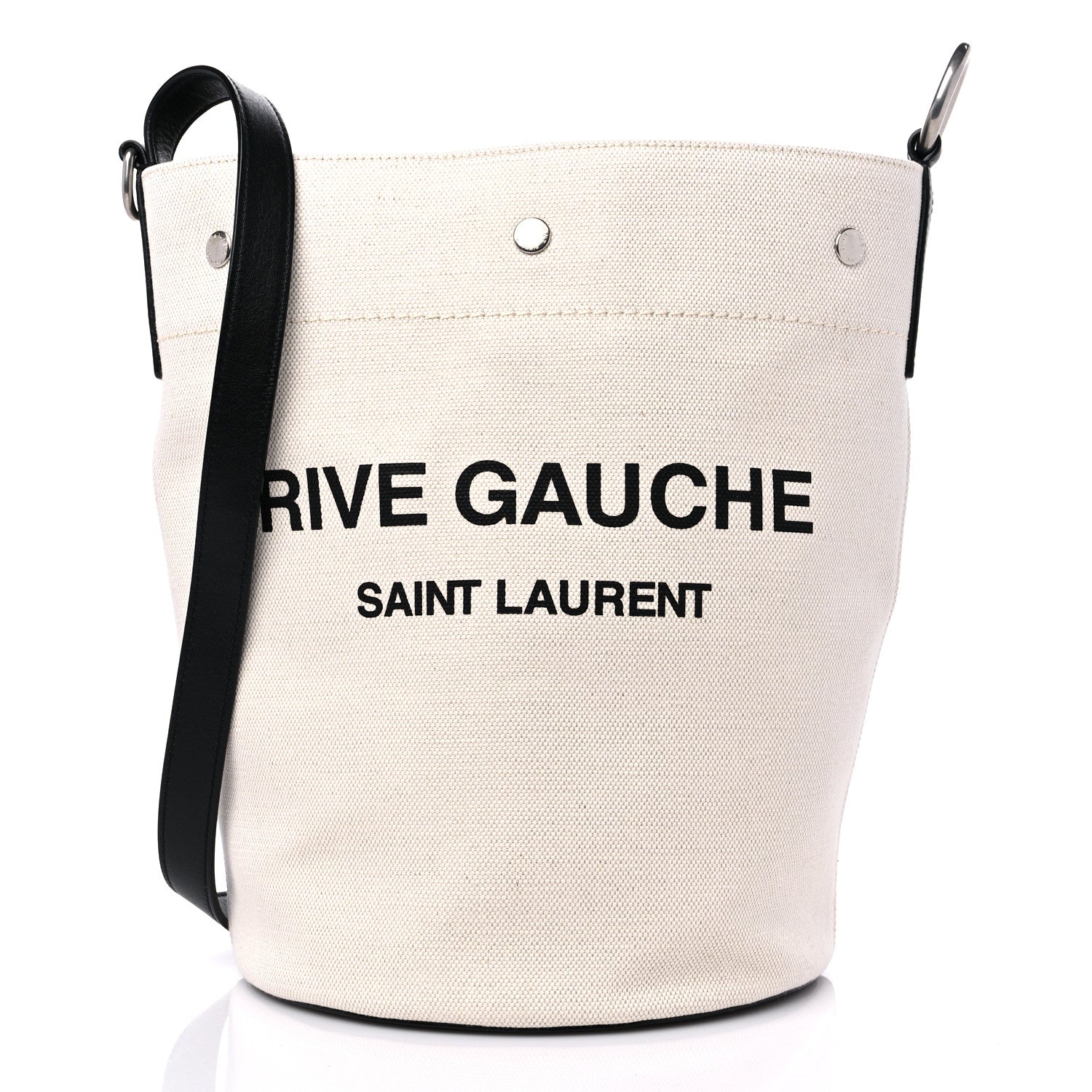 Saint Laurent Linen Calfskin Rive Gauche Bucket Bag Greggio Natural 3 of 10