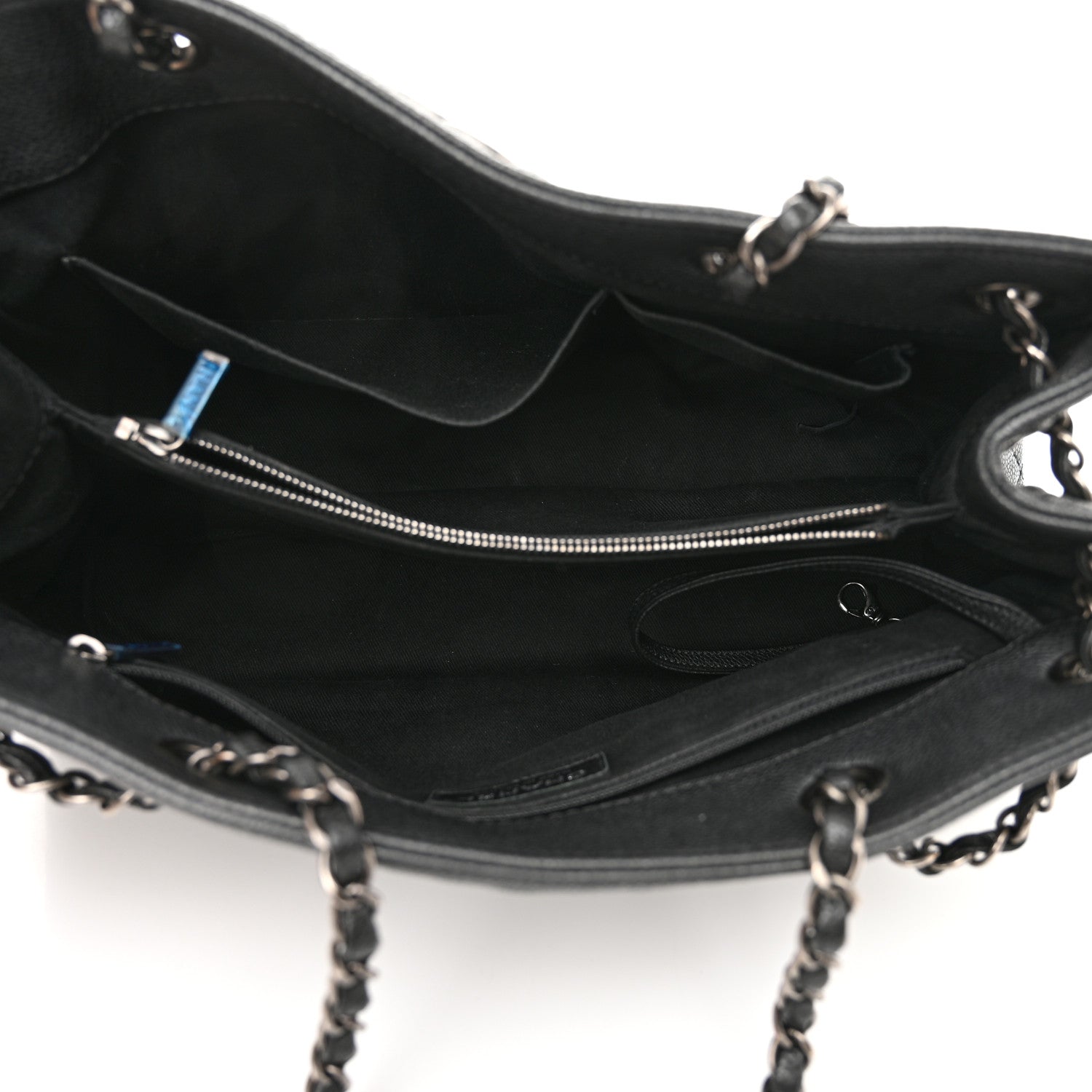 Chanel Metallic Grained Calfskin Medium Woven Chain Shopping Tote Black 5 of 12