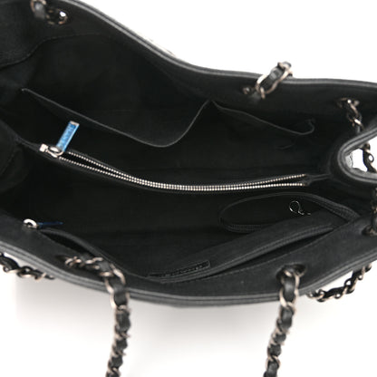 Chanel Metallic Grained Calfskin Medium Woven Chain Shopping Tote Black 5 of 12