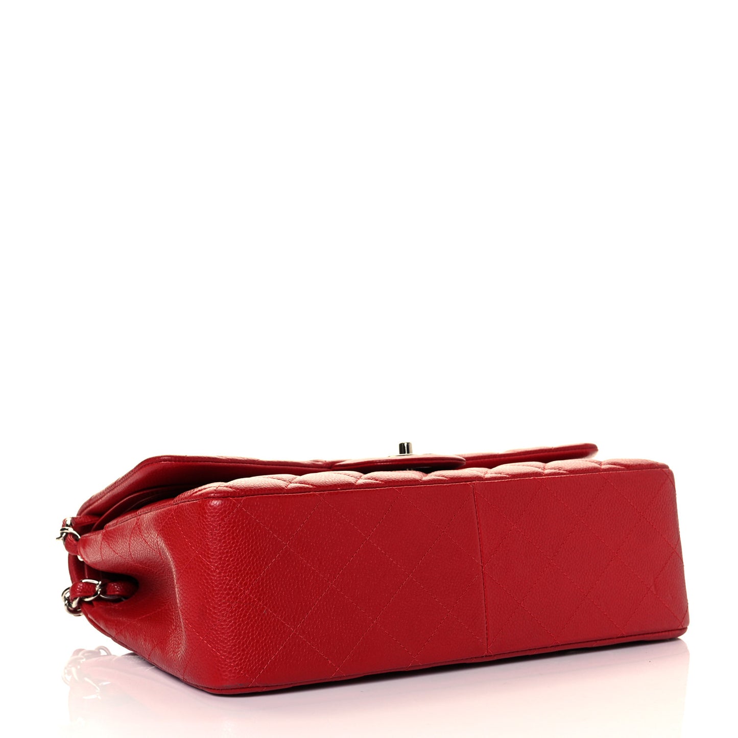 Caviar Quilted Jumbo Double Flap Red