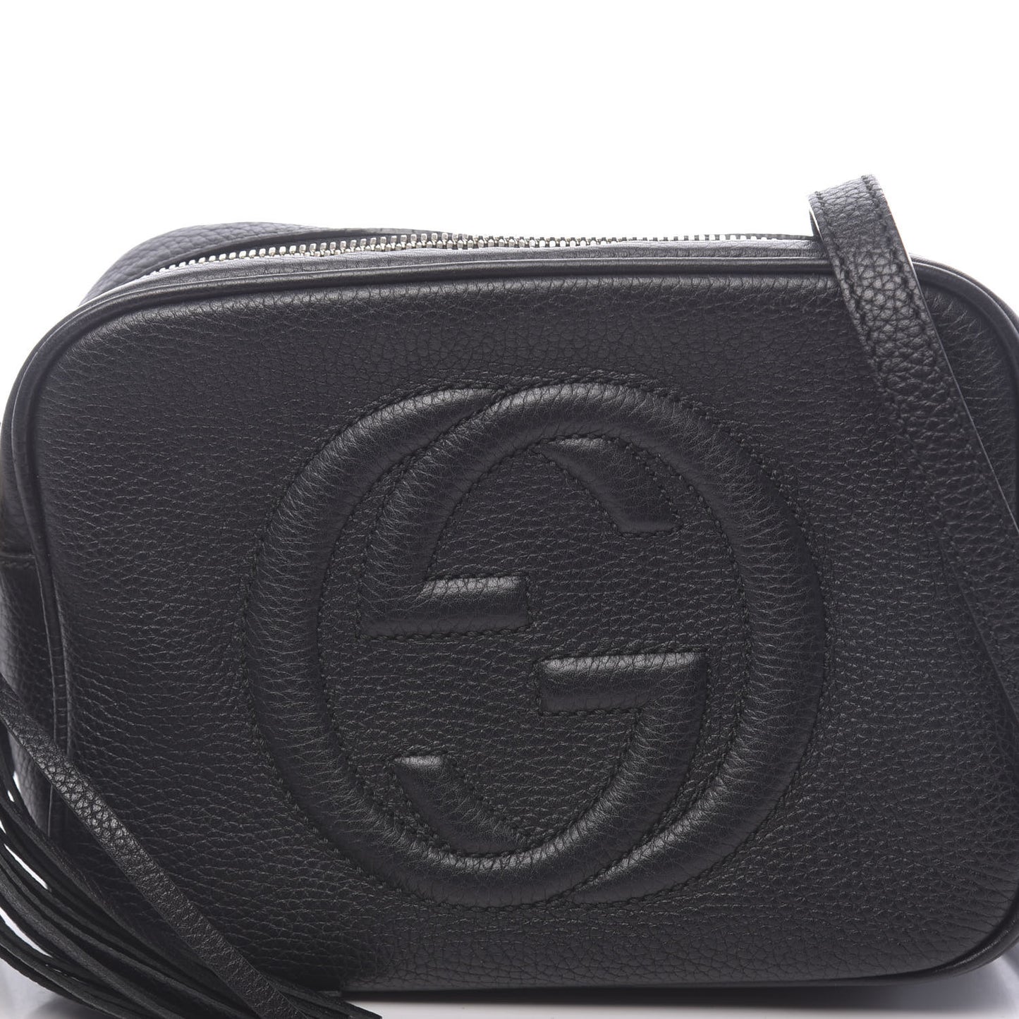 Pebbled Calfskin Small Soho Disco Bag Black