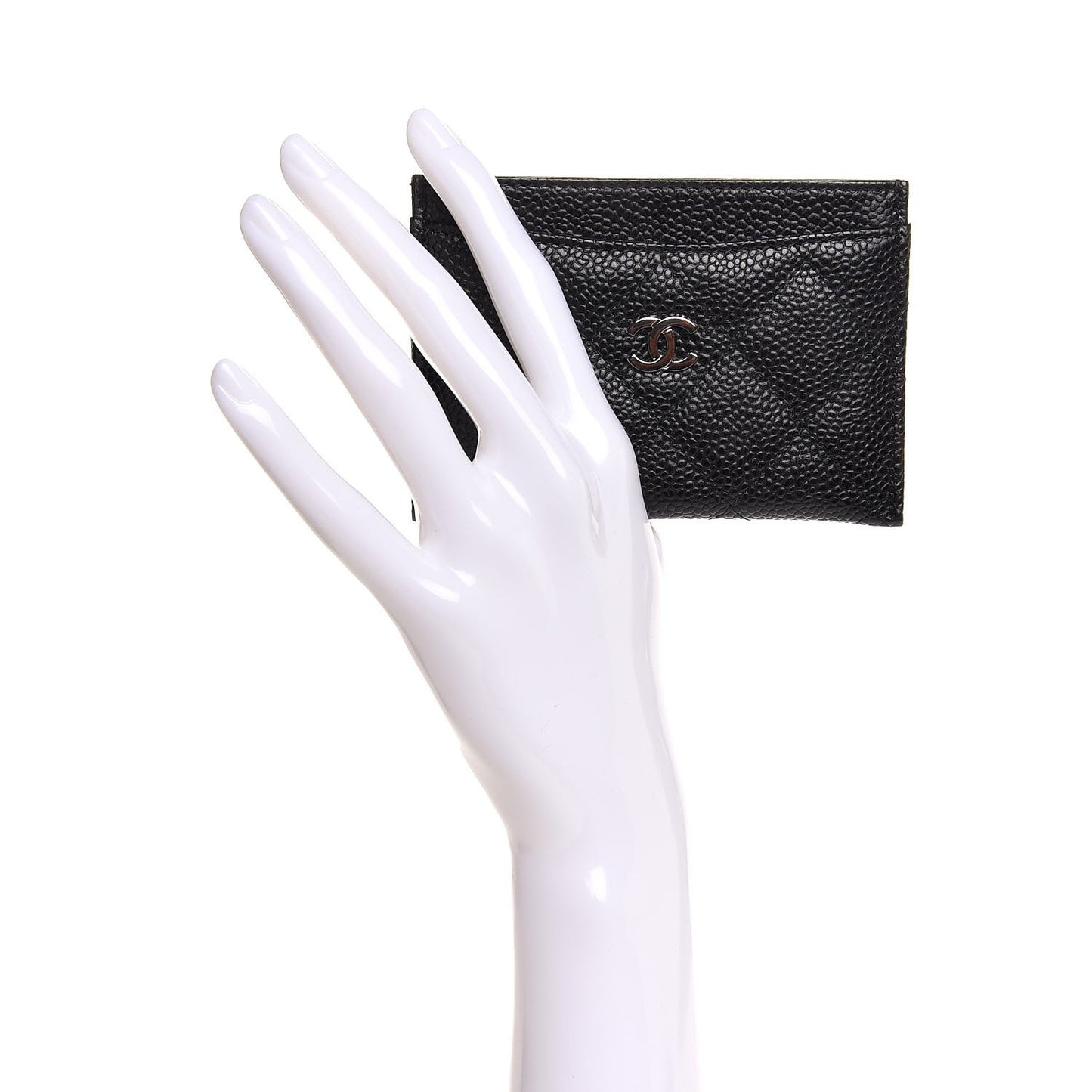 Caviar Quilted Card Holder Black