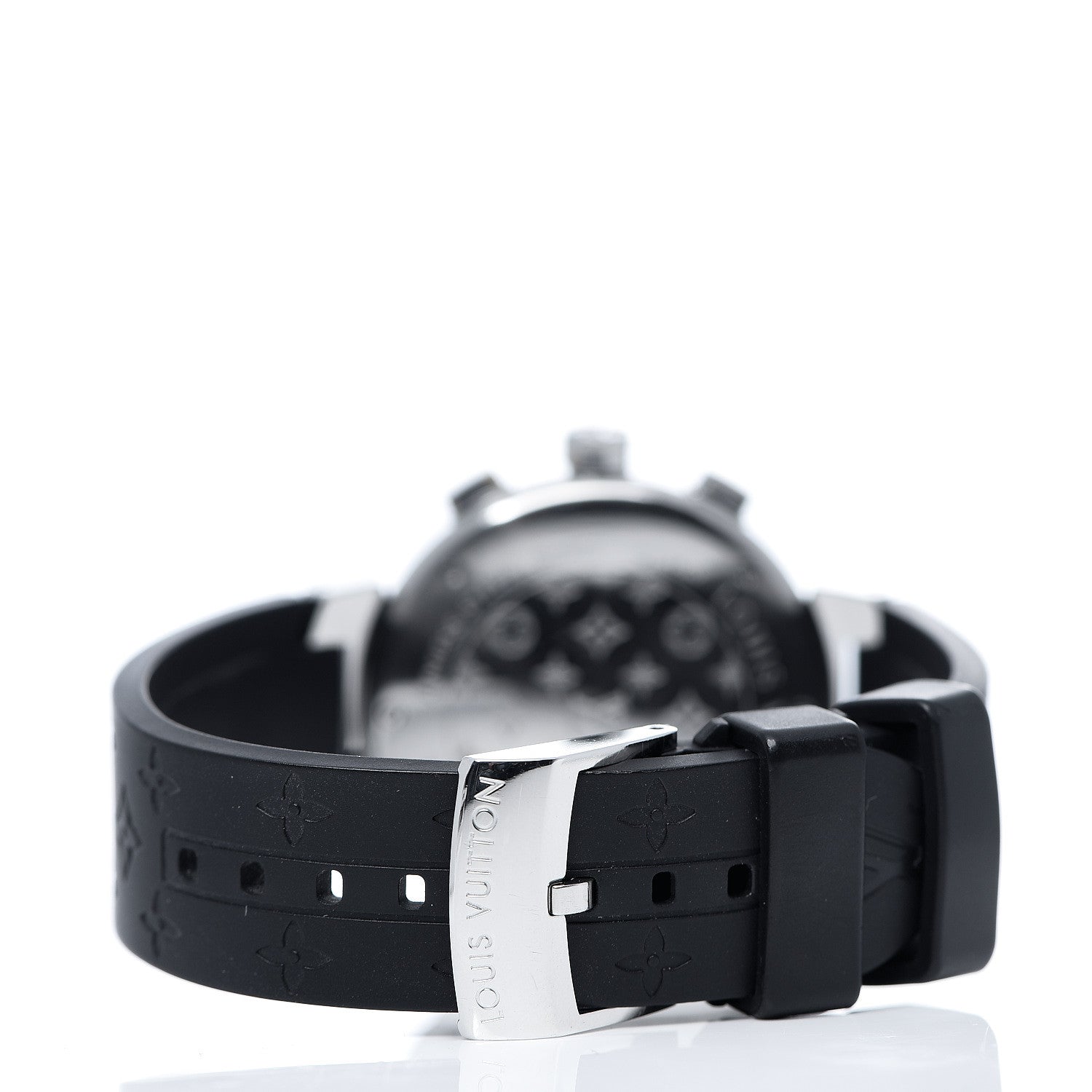 Louis Vuitton Stainless Steel Rubber 34mm Tambour Lovely Cup Quartz Watch Black 3 of 6