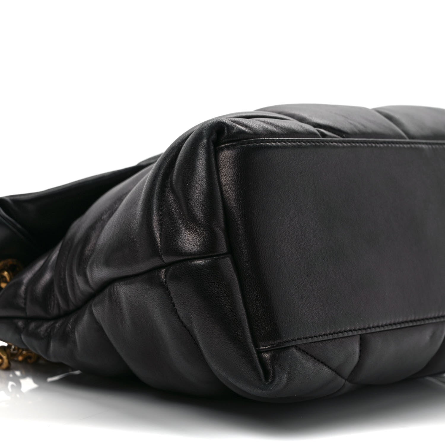 Saint Laurent Lambskin Quilted Medium Loulou Puffer Monogram Chain Satchel Black 7 of 12