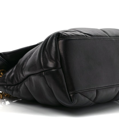 Saint Laurent Lambskin Quilted Medium Loulou Puffer Monogram Chain Satchel Black 7 of 12