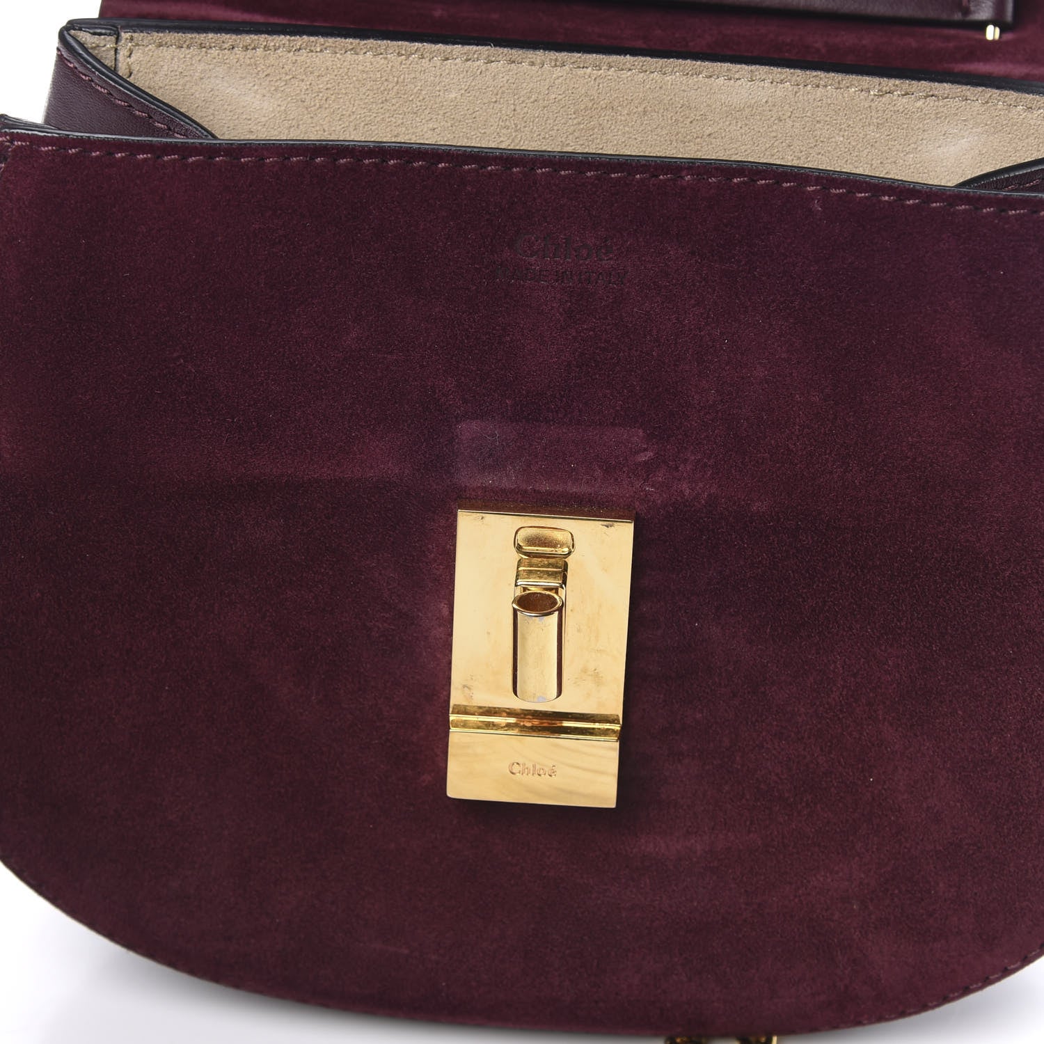 Chloe Suede Smooth Calfskin Mini Drew Shoulder Bag Dark Purple 12 of 15