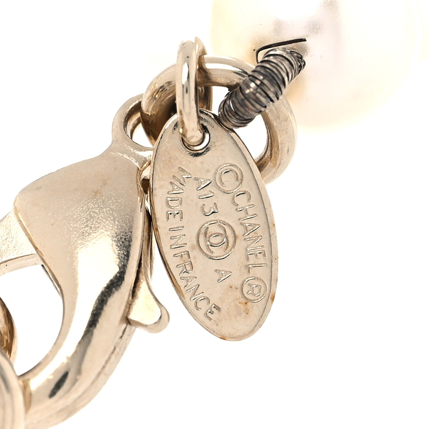 Graduated Pearl Crystal CC Bracelet Gold
