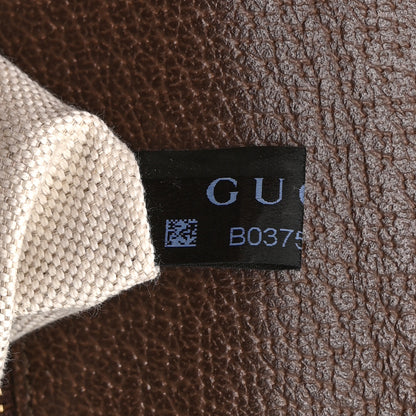 Gucci Monogram Jumbo GG Textured Dollar Calfskin Web Small Ophidia Padlock Top Handle Bag Camel Ebony New Acero 8 of 11