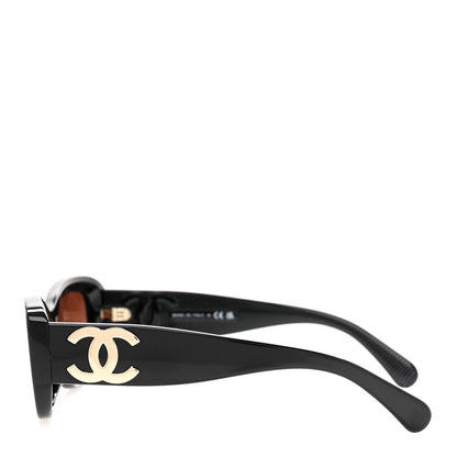 Chanel Acetate Rectangle Sunglasses 5493 Black Brown 3 of 9