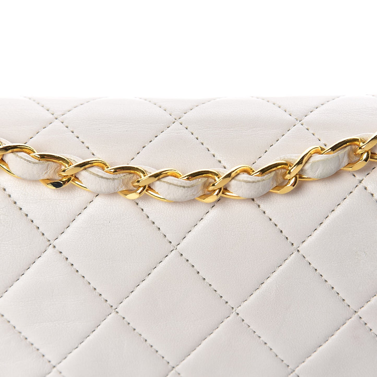 Lambskin Quilted Small Double Flap White