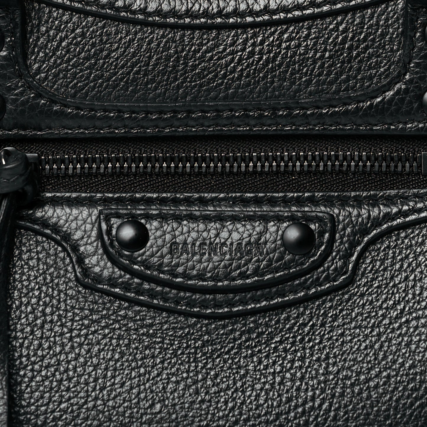 Grained Calfskin Neo Classic Black Hardware Mini City Black