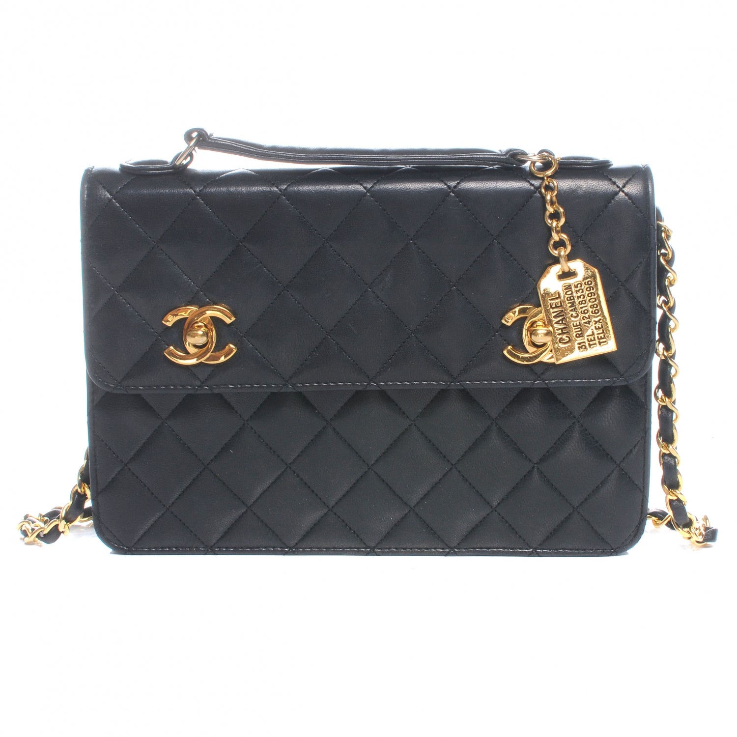 Chanel Lambskin Quilted Square Flap Black 1 of 7