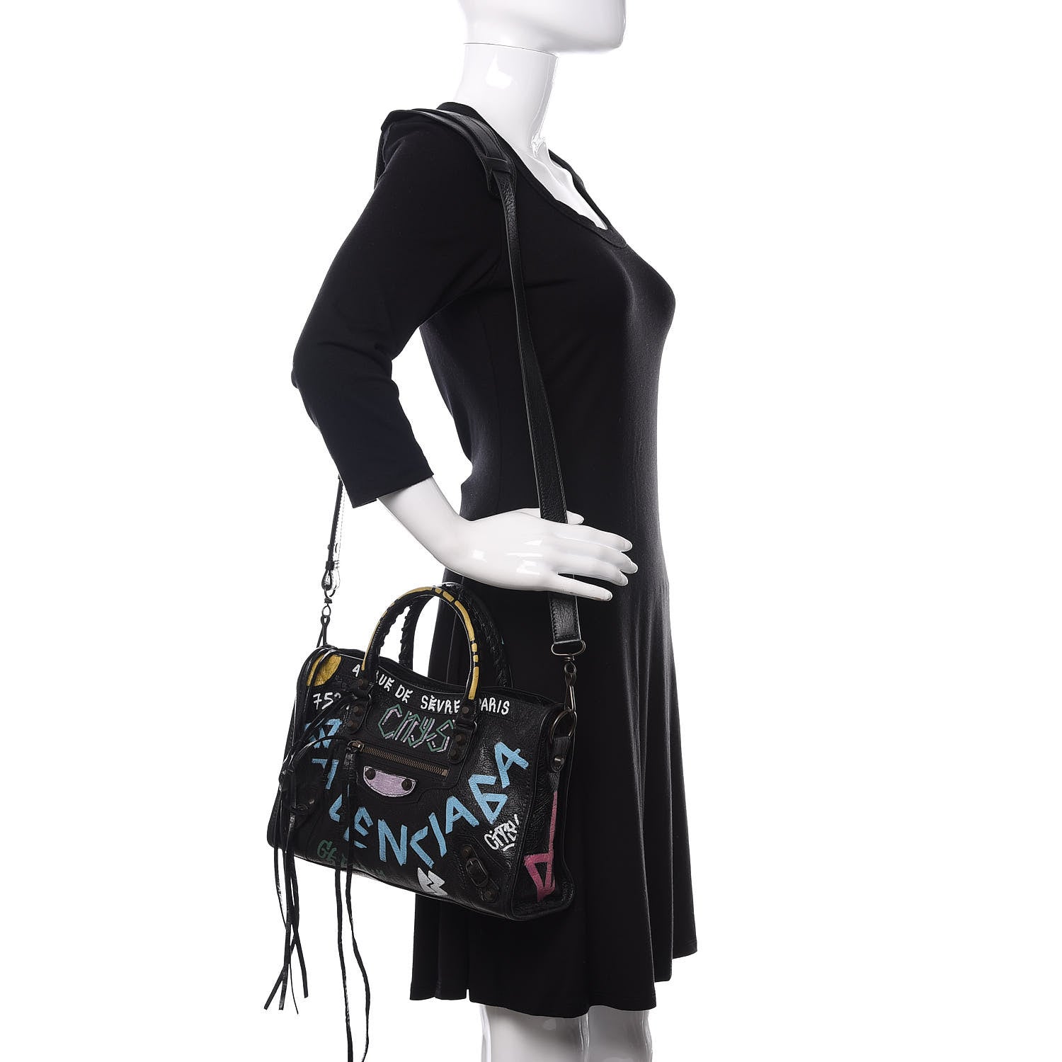 Balenciaga Agneau Graffiti All Over Classic Hardware S City Black Multicolor 2 of 10