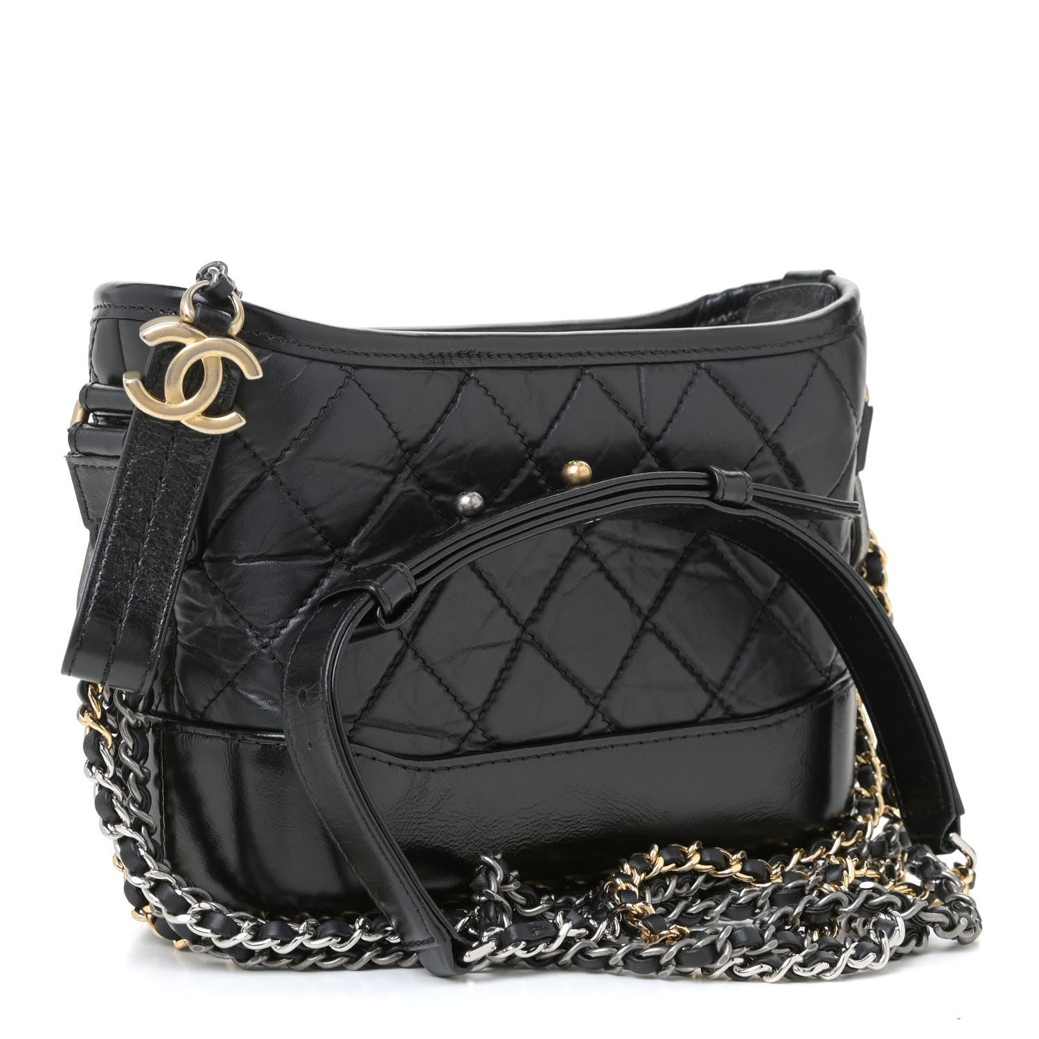 Chanel Aged Calfskin Quilted Small Gabrielle Hobo Black 3 of 18